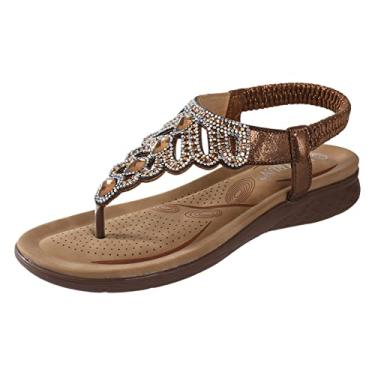 Imagem de Chinelos para mulheres sandálias femininas moda verão chinelos sandálias rasas chinelos chinelos abertos sandálias de praia a6, Marrom, 7