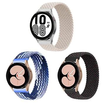 Imagem de ALMNVO Pacote com 3 pulseiras elásticas trançadas de nylon para Samsung Galaxy Watch 5 de 40 mm, 44 mm, 44 mm/LTE 44 mm/5 Pro, 4 4 e 4 40 mm/4 clássico, 46 mm/42 mm/3 41 mm/ativo,