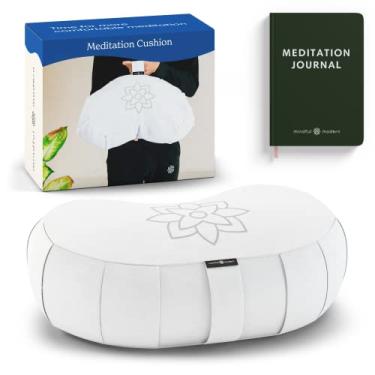 Imagem de Almofada de meditação grande Mindful & Modern | Zafu Yoga Bolster Almofada de chão de meditação | Almofada crescente preenchida com casco de trigo sarraceno com capa removível lavável