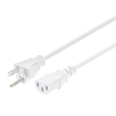 Imagem de Monoprice Cabo de alimentação - NEMA 5-15P para IEC 60320 C13, 18AWG, 10A/1250W, 125V, 3 pinos, 1,8 m, branco
