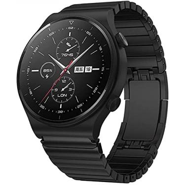 Imagem de WIRATA Pulseira de titânio, compatível com Huawei Watch 3Pro/GT2 Pro/GT3 Pro 46 mm/GT2e, pulseira de aço inoxidável de 22 mm para Samsung Galaxy Watch 46 mm/Watch 3 45 mm/Gear S3 para Ticwatch Pro 3 - preta