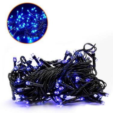 Imagem de Pisca Pisca Natal Cordão Luz Led Azul 100 Lâmpadas 127V