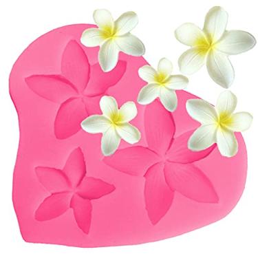 Imagem de Frangipani Plumeria moldes de silicone de flor para decoração de bolos, molde de fondant antiaderente para faça você mesmo chocolate doce biscoito cupcake geleia e argila polímero