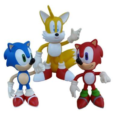 Imagem de Sonic Azul Sonic Vermelho Tails - 3 Bonecos Grandes - Super Size Figur