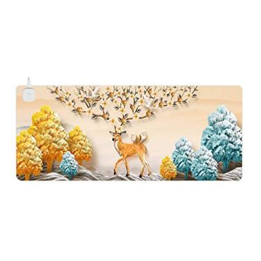 Imagem de Yajun Aquecedor elétrico almofada de mesa personalidade portátil tapetes de escrita antiderrapantes cobertor protetor de mouse multifuncional para escritório, alce, toque