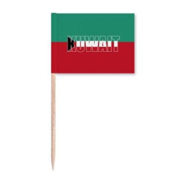 Imagem de Bandeira do país do Kuwait Art Deco presente moda palito de dentes marcadores decoração de festa