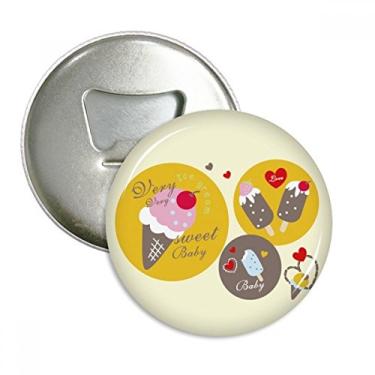 Imagem de Emblema multifuncional com ímã de gelado e picolé de cereja e coração