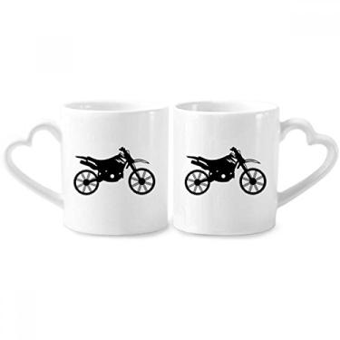 Imagem de Conjunto de canecas de porcelana para casal, padrão de ilustração mecânica, para motocicleta, coração