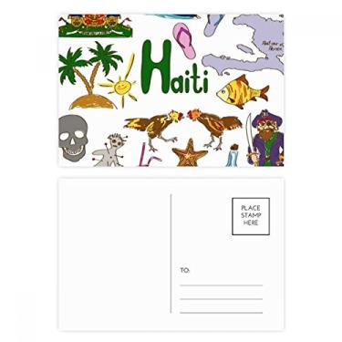Imagem de Conjunto de cartões postais de bandeira nacional de animais do Haiti Landscap com cartão de agradecimento de aniversário lateral para correspondência 20 peças