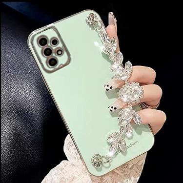 Imagem de Brilhante Gem Diamond Bracelet Chain Phone Case para Samsung S10 A32 A52 A72 S20 S21 S22 Plus Ultra Pro FE A 71 51 Note 10 20 53, XLA61, Verde Menta, Para Note20 Ultra