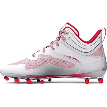 Imagem de Under Armour Sapato masculino Command Mid Lacross Mt TPU com chuteira, Branco/vermelho/vermelho, 16