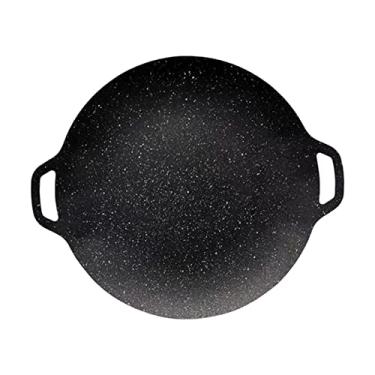 Imagem de IEUDNS Fogão Antiaderente para Cozinhar Carne Redonda Frigideira de Ferro Fundido para Casa Ao Ar Livre Teppanyaki Camping Churrasco, 34cm