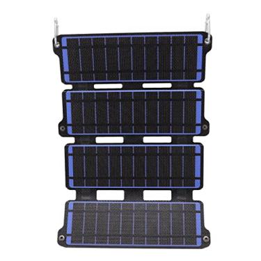 Imagem de Diydeg Painel solar portátil, carregador solar monocristalino de 14 W, painel solar dobrável com porta USB de 5 V sem função de armazenamento de energia para celular, laptop, tablet para acampamento, caminhada (azul)