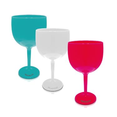 Imagem de Kit 3 Taças Gin Rosa, Azul tiffany e Branca Acrílico Ps KrystalON