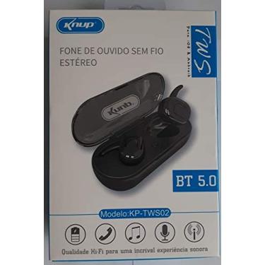 Imagem de FONE DE OUVIDO BLUETOOTH WIRELESS SEM FIO - TWS-02 KNUP - PRETO