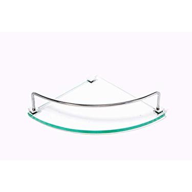 Imagem de Porta Shampoo de Canto Curvo em Vidro Incolor Lapidado - Aquabox - 20cmx20cmx8mm