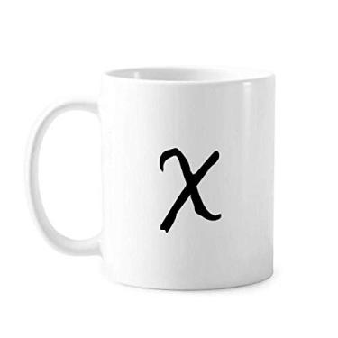 Imagem de Caneca de cerâmica com silhueta preta do alfabeto grego Chi xícara de porcelana café louça