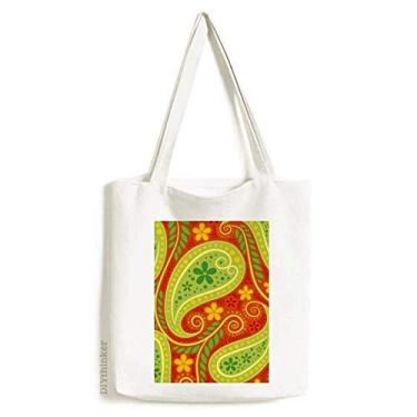 Imagem de Impressão repetição de tecido colorido folha arte sacola sacola sacola sacola de compras bolsa casual bolsa de mão
