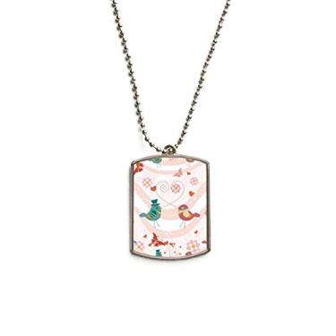 Imagem de Colar de aço inoxidável rosa verde com pingente de identificação para cães Dia dos Namorados