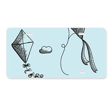 Imagem de DIYthinker Geometria simples pintada à mão com padrão de pipa para decoração de placa de carro de aço inoxidável