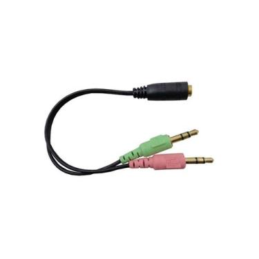 Imagem de Adaptador Y Áudio P3 Fêmea Para 2 P2 Macho Fone + Microfone