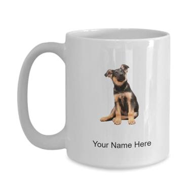 Imagem de Caneca personalizada de cão pastor alemão - Caneca de café para amantes de cães de pastor-alemão, ideia de crianças que amam - Caneca de café de 425 g