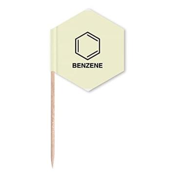 Imagem de Fórmula da estrutura molecular Benzene, bandeiras de palito, palitos de cupcake, festa comemoração