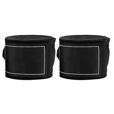 Imagem de Bandagens de boxe Equipamentos de boxe Elásticas, 2 peças de 2,5 m de envoltório de algodão respirável, treinamento diário de artes marciais para boxe Taekwondo (preto)