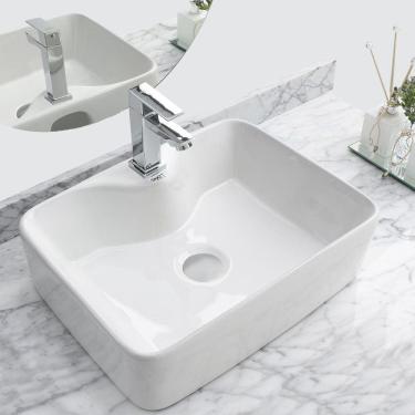 Imagem de Kit Cuba Pia Louça Cerâmica Banheiro C/ Torneira e Válv S09