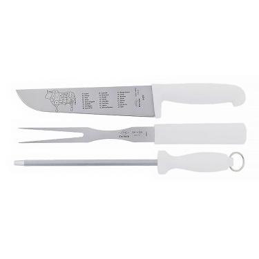 Imagem de Conjunto para Churrasco com Faca Garfo e Chaira 3 pçs Corneta Cutelaria 7553693 - Etilux