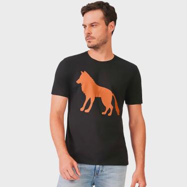 Imagem de Camiseta Acostamento Wolf P24 Preto e Laranja Masculino
