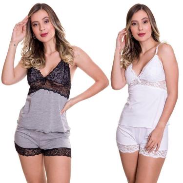 Imagem de KIT 2 Baby Dolls Pijama Feminino Dia a Dia Estilo Sedutor - AG-ES203-ES200