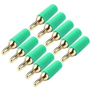 Imagem de 10 peças banana plugs 2,5 mm bronze banhado a ouro conector banana tipo solda kit conector macho (verde)
