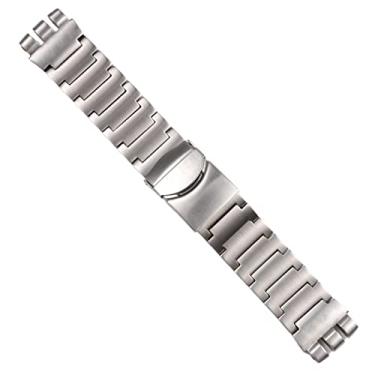 Imagem de DLKDJNC 24 * 26 mm Pulseira de relógio de aço inoxidável sólido para pulseira de relógio Swatch pulseira de pulso masculina prata fecho dobrável