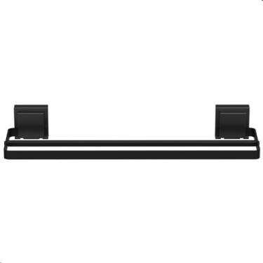 Imagem de MetalCromo, Porta Toalha Suporte Toalheiro Com Ventosa Duplo Preto Max