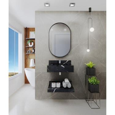 Imagem de Bancada em Porcelanato para Banheiro 60/80/100cm com Cuba Darabas Agardi Preto