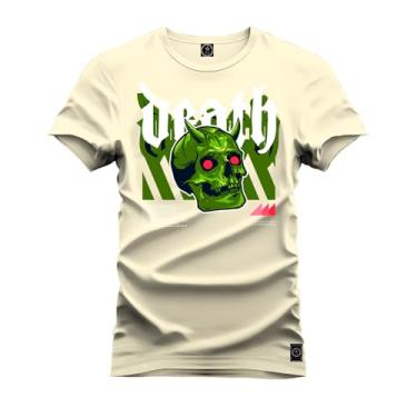 Imagem de Camiseta Agodão T-Shirt Unissex Premium Macia Estampada Cavera Drt Perola M