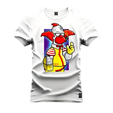 Imagem de Camiseta Plus Size T-Shirt Algodão 100% Algodão Palhaço Bolado Branco G5