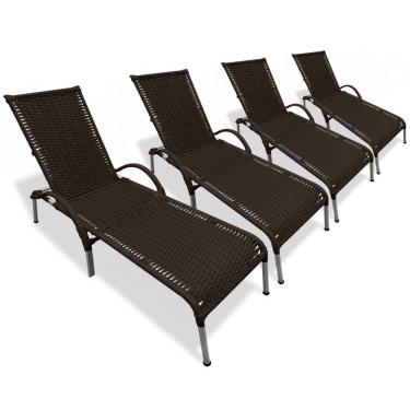 Imagem de Kit 4 Cadeiras/Espreguiçadeiras Julia P/ Piscina