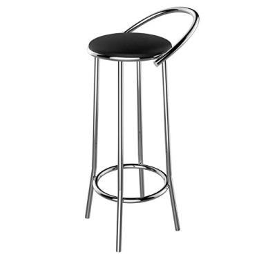 Imagem de Banqueta Cozinha Cromada Redonda Flape Encosto Alta 70cm