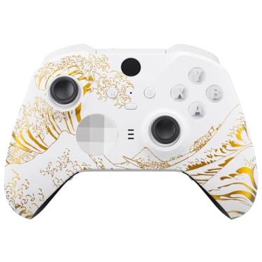 Imagem de eXtremeRate The Great GOLDEN Wave Off Kanagawa – Capa de placa frontal branca, kit de substituição para Xbox One Elite Series 2, Xbox Elite 2 Core Controller Model 1797 – Anéis de destaque incluídos