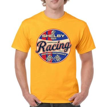 Imagem de Camiseta masculina Shelby Racing 1962 American Muscle Car Mustang Cobra GT500 GT350 Performance Powered by Ford, Amarelo, XXG