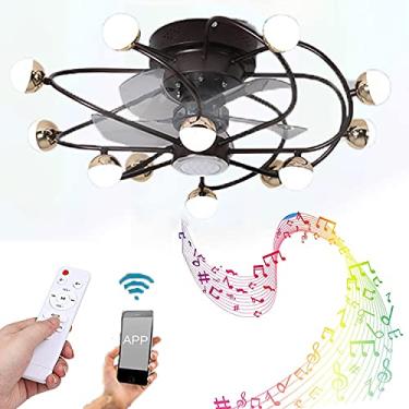 Imagem de Luz de teto com ventilador LED com alto-falante Bluetooth Ventilador de música Lâmpada de teto Ultra-silencioso Ventilador de teto regulável com controle remoto Lâmpada de ventilador para sa