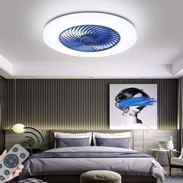 Imagem de Ventilador de teto LED com iluminação Moderno regulável 72W Ventilador de teto Ultra-silencioso invisível ajustável com velocidade do vento Luz do ventilador Quarto Sala de estar Iluminação