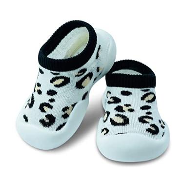 Imagem de Dookeh Sapatos de bebê meninos meninas primeiro caminhada antiderrapante sola macia tênis infantil bebê bebê meia sapatos.., A1-leopardo claro, 9-12 meses