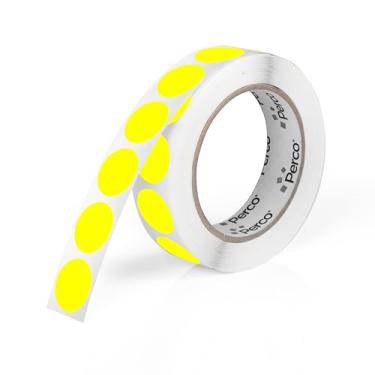 Imagem de Perco Etiquetas adesivas redondas amarelas fluorescentes de 2,5 cm com adesivo permanente - 1.000 etiquetas por rolo - Cores vibrantes, forte adesão - Feito nos EUA