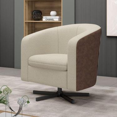 Imagem de Poltrona Giratória Decorativa com Base em Ferro Pádua Bege/Marrom