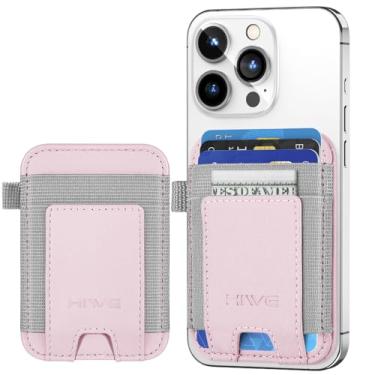 Imagem de HiWe Para carteira Magsafe, novo suporte de carteira magnética atualizado, carteira magnética de couro com ímã poderoso para iPhone 16/16 Pro/15/14/13/12, serve para 7 cartões, bloqueio RFID, rosa
