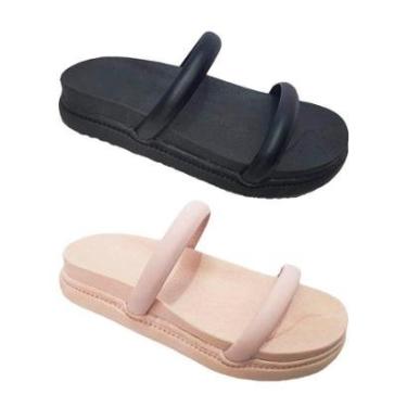 Imagem de Kit Sandalia Anatômica 2 Tiras Moda Pé-Feminino