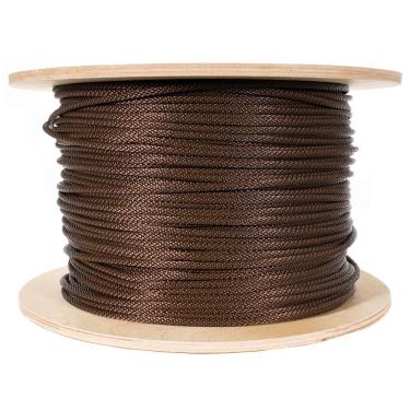 Imagem de West Coast Paracord Cabo de fio galvanizado trançado de nylon – Corda reforçada – Permanece redondo e forte sobre polias – Feito nos EUA (Marrom, 1,9 cm – 300 m)
